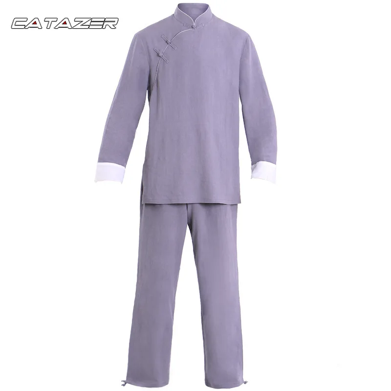 Old Style Kung Fu Suit Wing Chun Tai Chi Uniforms Chinese Style Tang Suit Improved Autumn and Winter Cotton and Linen Clothes