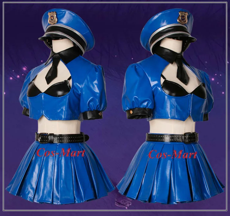 Cos-Mart Mobile Game LOL Caitlyn Cosplay Costume Blue Combat Uniform Skirt Female Party Role Play Clothing Custom-Make Any Size