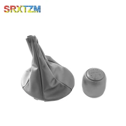 5 Speed Black Gray Leather Gear Shift Knob Lever Gaiter Boot Cover Collar Case For FIAT PANDA 2003-2012 / 500 500C 2007-2013