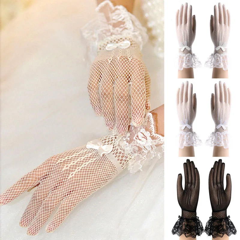 Elegant Lace Gloves  Bowknot Party Prom Bride Wrist Mittens   Dropshipping