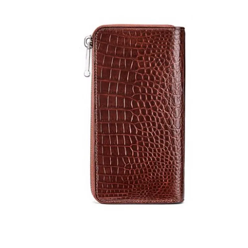 

gete new crocodile men bag men business long men wallet crocodile leather men clutch bags zipper wallet tide