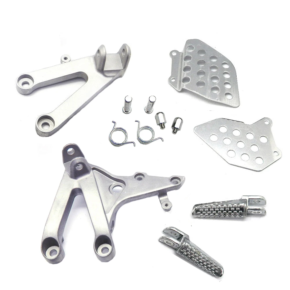 Motorcycle Silver Front Rider Foot Pegs Footrest Bracket Fit For Honda CBR600RR 2007-2018