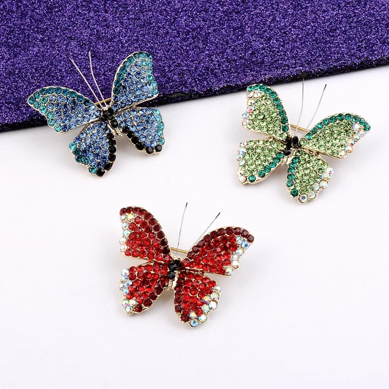 

30pcs/lot Rhinestone Women Jewelry Gift Brooches Animal Butterfly Brooch Pin