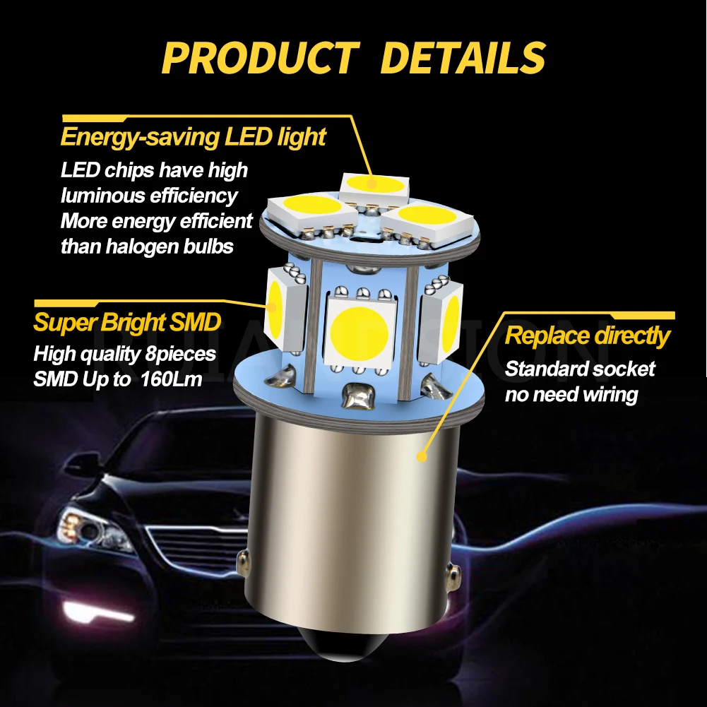 1Pcs 6V 12V 24V S25 1157 BAY15D BA15D 1156 BA15S Led Bulb P21/5W Moto Car Reverse Backup Brake Light Turn Parking Signal Lamp image 3