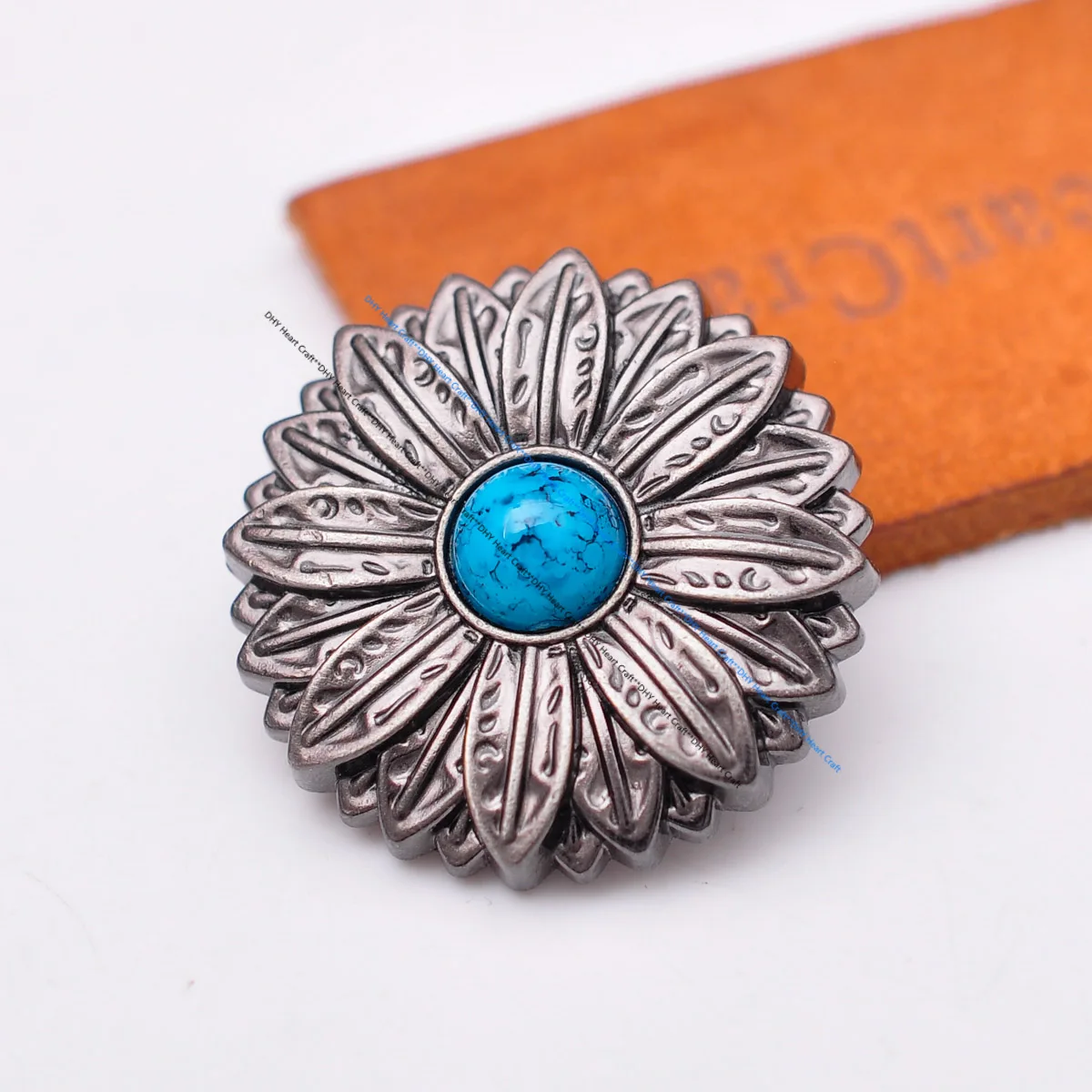 

10pcs Turquoise Bead Metal Sun Flower Western Saddle Leather Craft Conchos For Horse Saddle Headstall