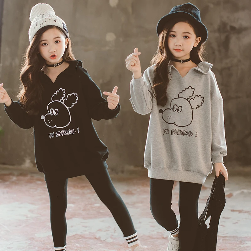 

Girls Cotton Sweater Spring Fall Children's Clothing Long-Sleeved V-neck Cartoon Printed Sweatshirt Kids Casual Tops Coat P388