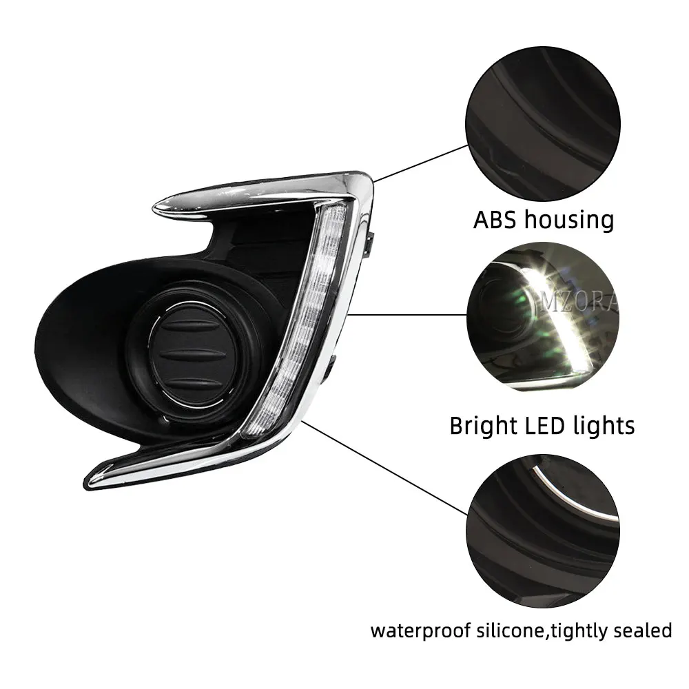 LED DRL Fog Light for Mitsubishi Attrage Mirage G4 2012-2017 Headlight Daytime Running Lights Fog Lamp With Yellow Turn Signal