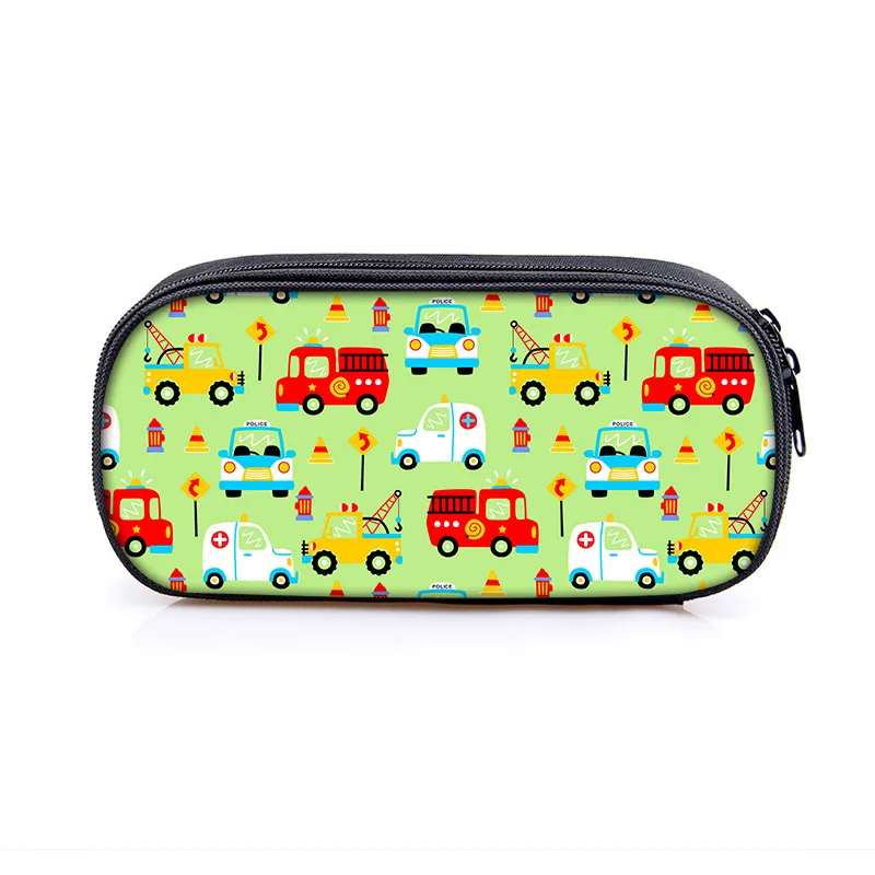 Cartoon Fire Truck Excavator Crane Cosmetic Case Pencil Bag Kids Stationary Bag Engineering Vehicle Pencil Box School Supplies