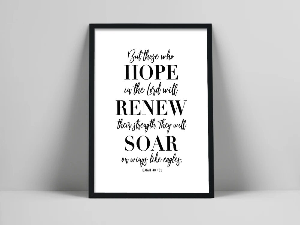 Bible Verse Wall Art Of Isaiah 40:31 NIV, They Will Soar On Wings Like Eagles, Scripture Wall Art For Your Christian Home Decor