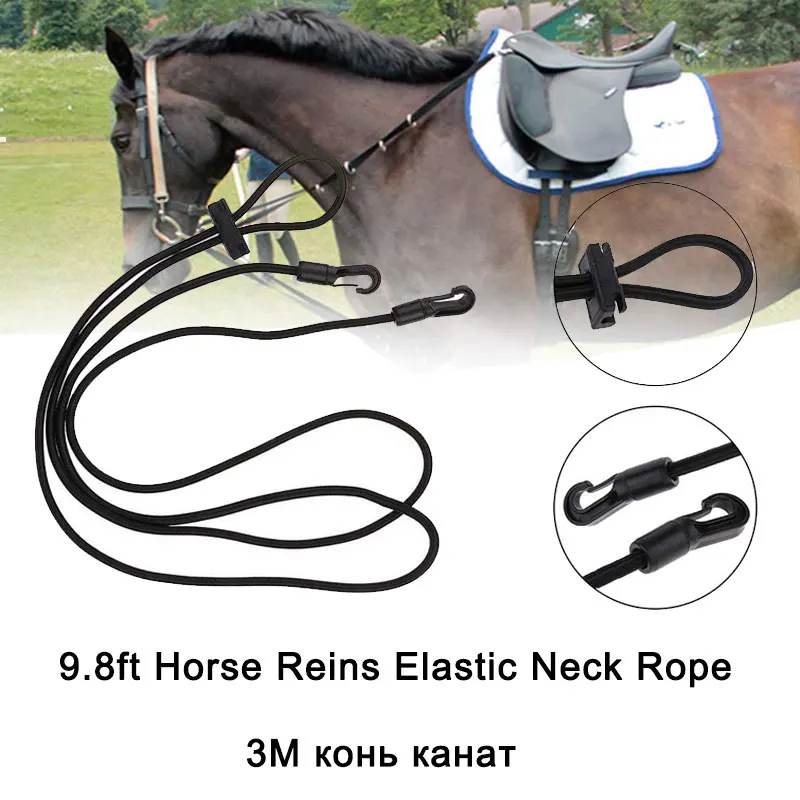 

9.8ft Horse Reins Elastic Neck Stretcher Bridle Strap Adjustable Tranction Nylon Rope Comfortable Training Aid Equestrian Supply