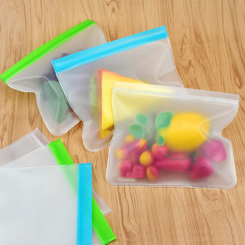 

Reusable Silicone Food Storage Bag Fruit Vegetable Fresh-keeping Ziplock Bag Refrigerator Leakproof Sealed Bag Kitchen Organizer