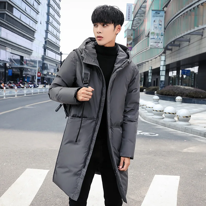 2020 Winter Men's Coat Down Duck Explosion New Mid-length Hood Zipper Pocket Windproof Thicken Warm Leisure Coat Good Price7805