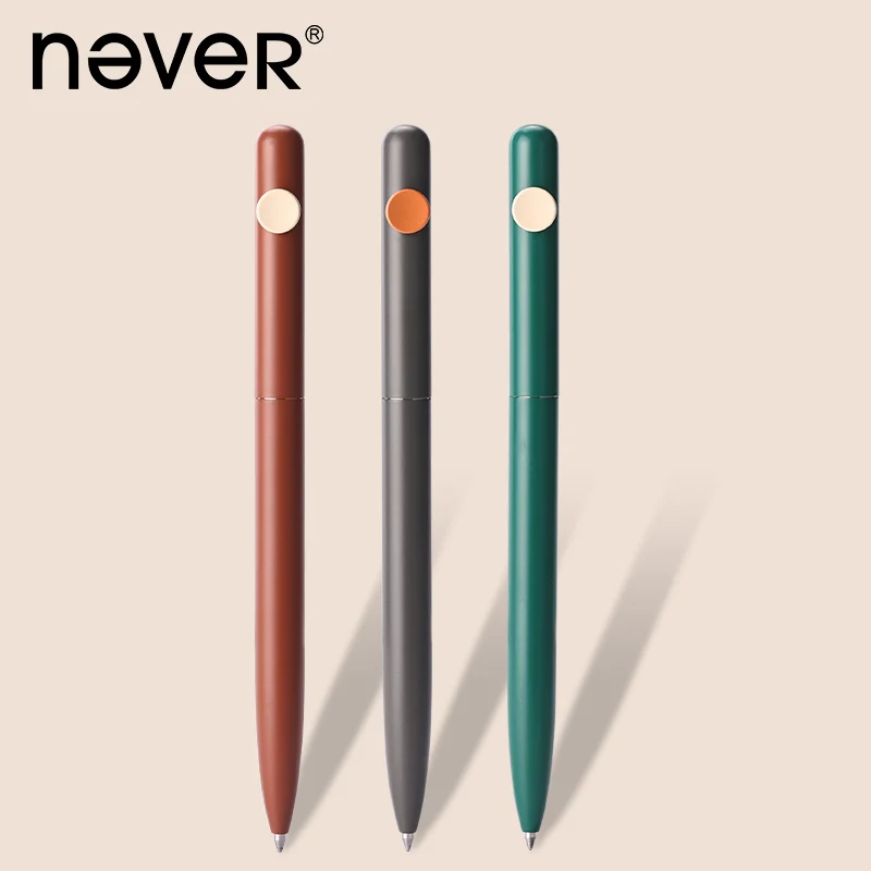 Never Premium Metal Sign Pen Kawaii Retro Gel Ink Pens 0.5MM Black Rotating ручки Business School Office Stationery Gift caneta