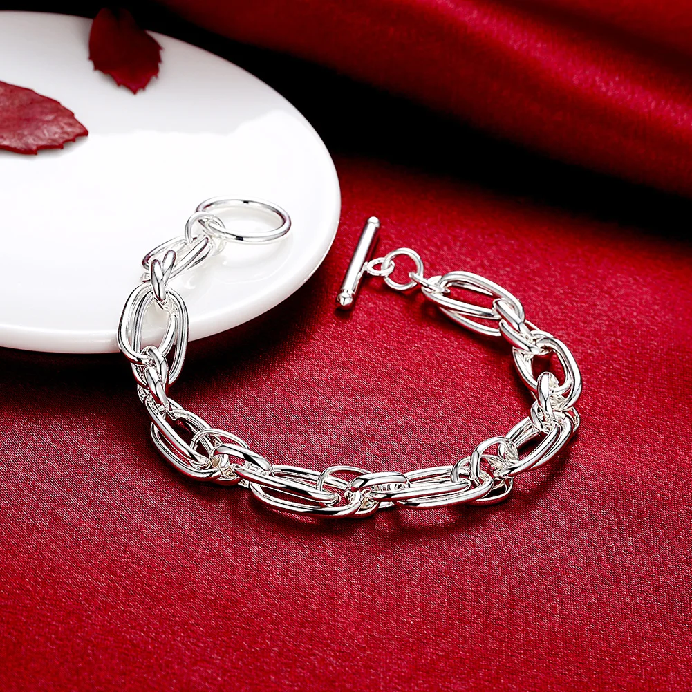 New fine creative circle chain fashion 925 Color silver Bracelet for woman trend jewelry Wedding party lady Holiday gifts