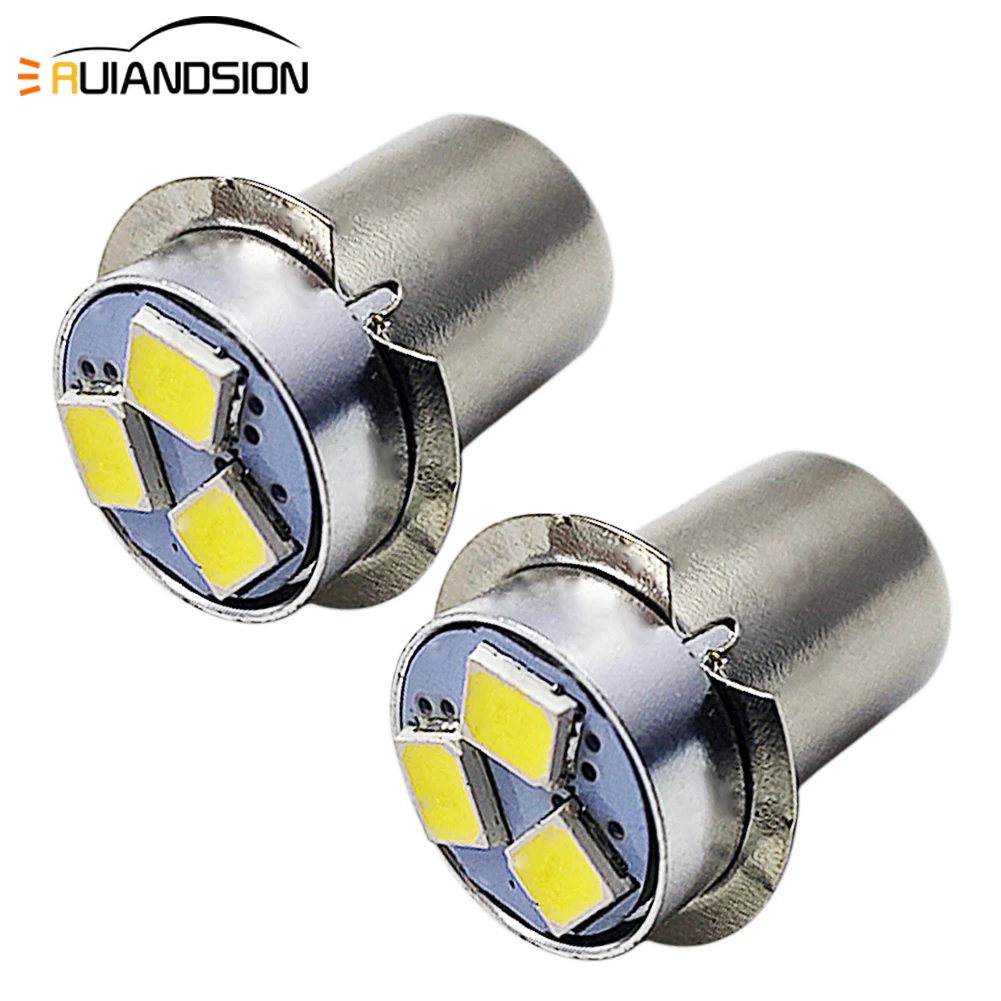 RUIANDSION 2X P13.5S PR2 2835SMD AC3V 4.5V 6V 12V 18V Energy Saving LED Bulb For 2D 3D 4D Maglite Flashlight Replace 4300K 6000K