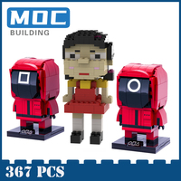 MOC Building Blocks Film Series Game Character Wooden People Red Masked Brickheadz DIY Collection Toys GiftS