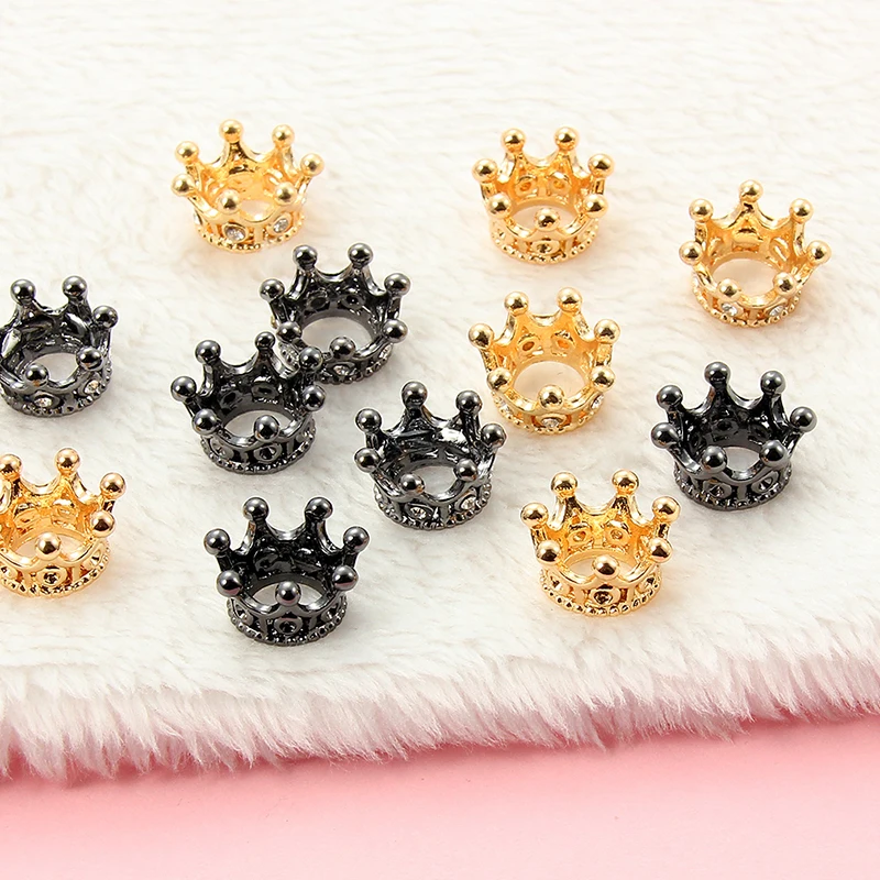 Trendy 10pcs Loose Spacers Bead Pendant End Cap Queen King Crown Beads For Jewelry Accessories Making Gifts Findings 11*6mm