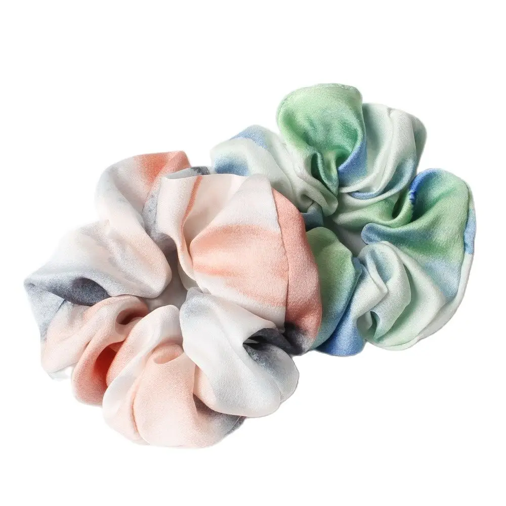 2 Pack Tie Dye Satin Hair Scrunchies Set Hair Ties Hair Band Rope Ponytail Holder Elastic Big Scrunchie Hair Accessories