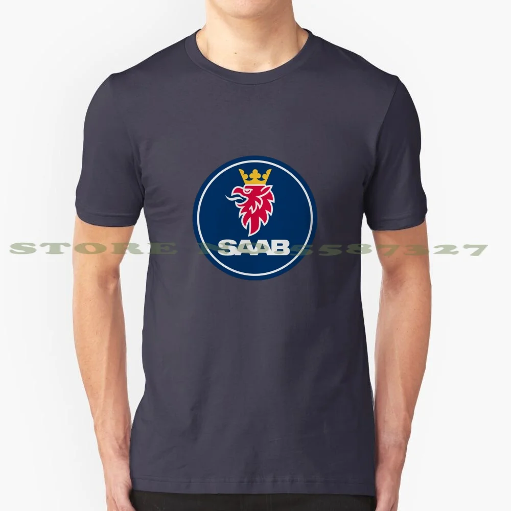 Saab 100% Cotton T-Shirt Saab Sweden Cars Jet Power Speed