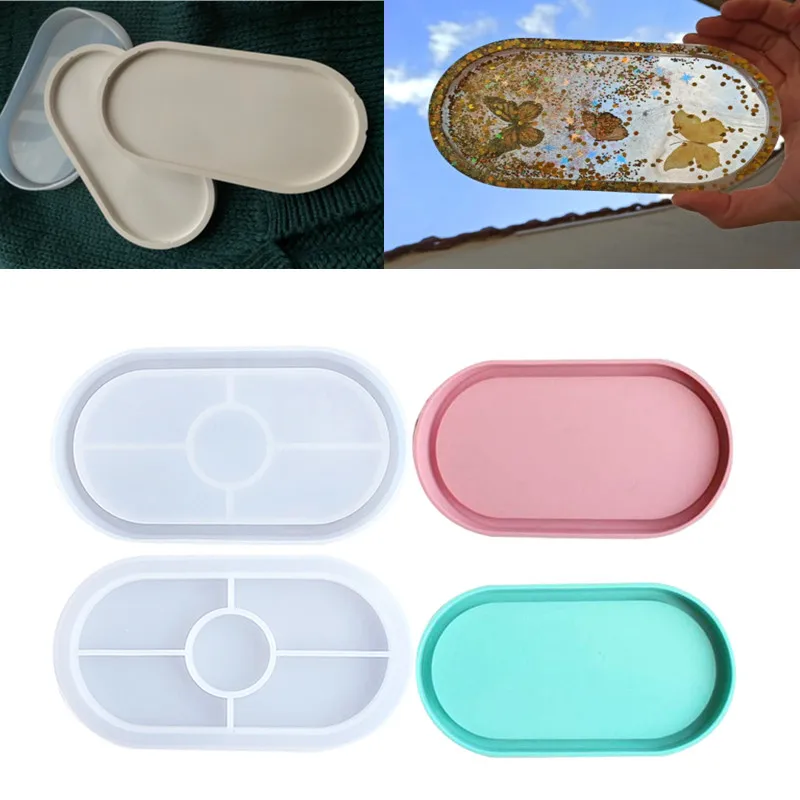 DIY Coaster Mold Oval Storage Tray Silicone Mold Flexible Silicone Tray Epoxy Resin Casting Mold Plaster Mold