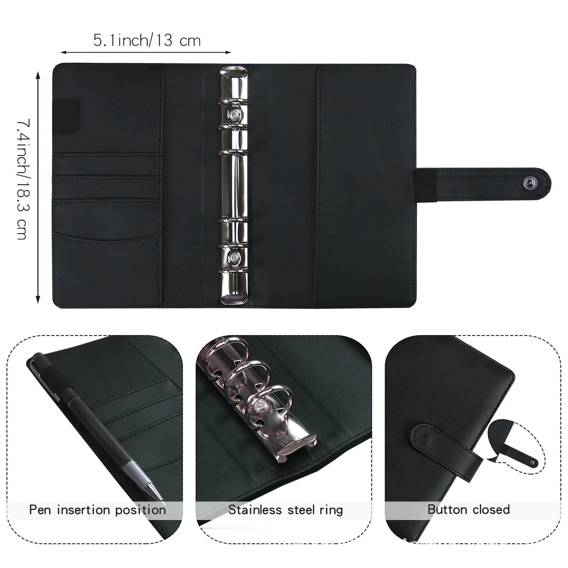 Imagem -02 - Couro Notebook Binder Capa Anel Binder 12 Bolsos Binder Agenda Planejador Capa Orçamento Planejador Novo a5 a6 2023 pu