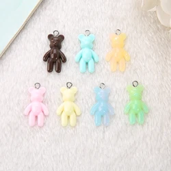 20Pcs 15*24MM Mini Violent Bear Charms Glitter Flatback Resin Craft Jewlery Findings For Necklace Pendant Keychain Diy Making