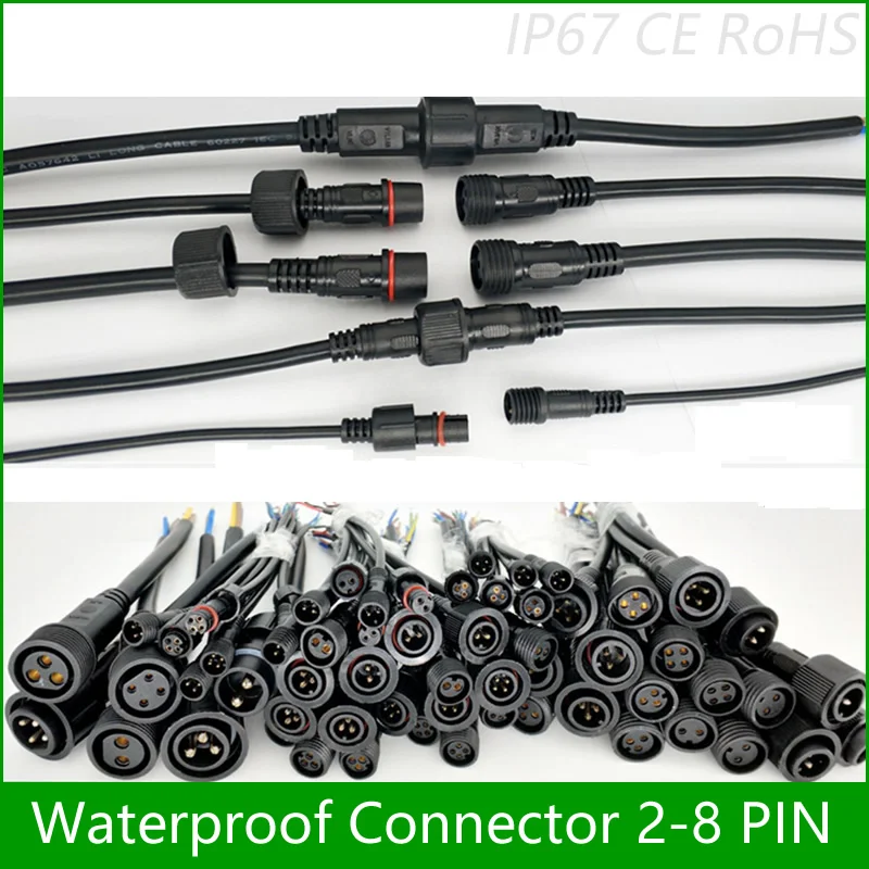 Waterproof Connector Cables With Connectors IP67 Male Female