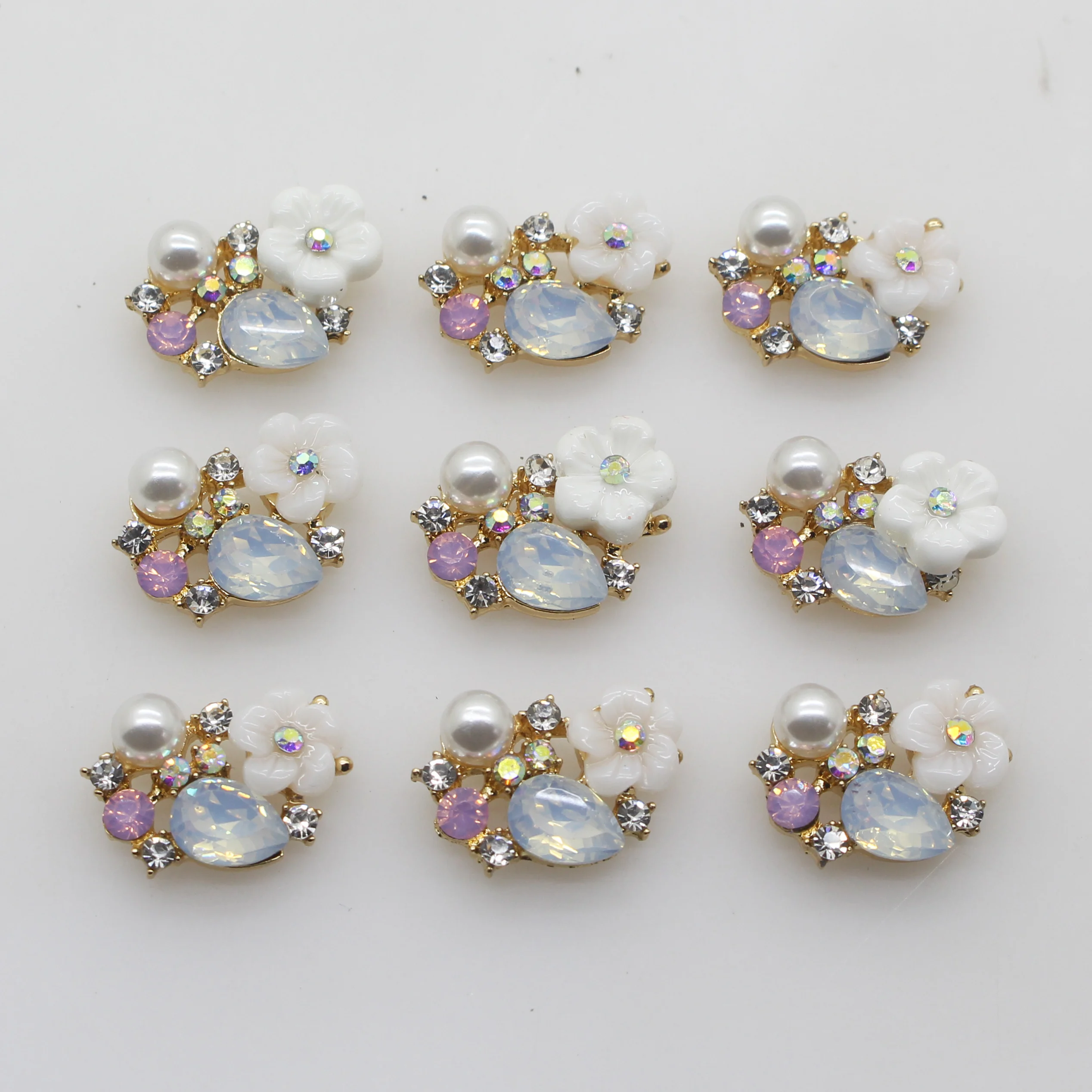 LKERAN 10pcs new DIY decoration buttons metal button wedding dress accessories for 18 * 12mm