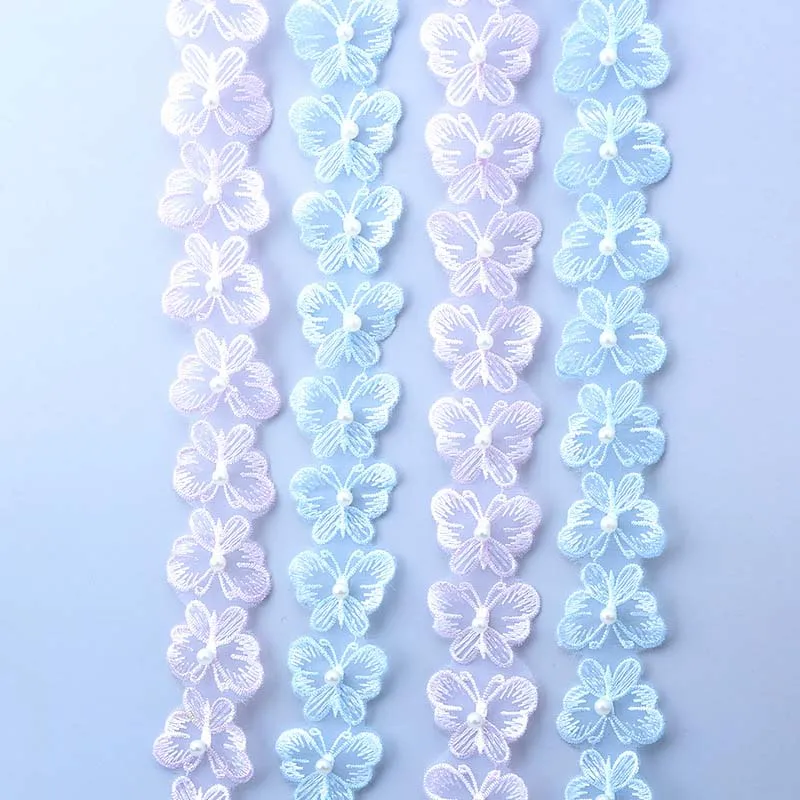 

20Yards Butterfly Lace Trim For Dress Embroidered Ribbon Pearls Fabric DIY Handmade Patchwork Sewing Supplies Craft 4cm Width