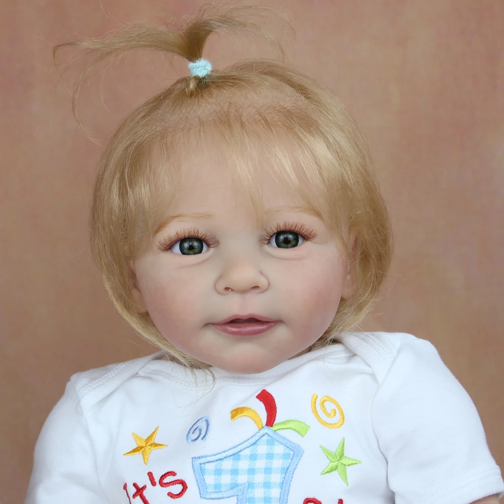 BZDOLL 3D-lackierte, weiche Silikon-Reborn-Babypuppe mit Blutgefäßen, 55,9 cm, lebensechte blonde Lisa-Prinzessin, Kleinkind-Mädchen