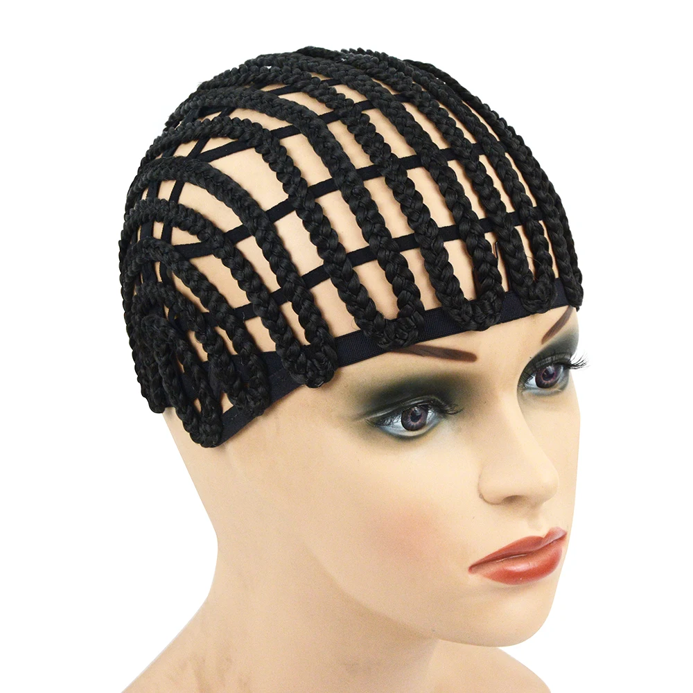 1Pc Wig Cap with Adjustable Headband and Clips Black Weaving Wig Cap with Big Holes Braided Wig Cap for Making Wigs