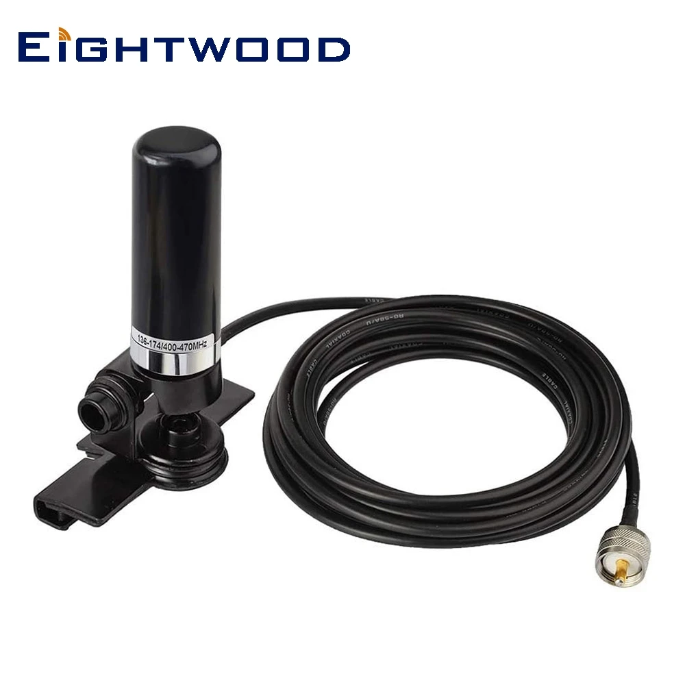 

Eightwood Car Truck Amateur Two Way Radio Low Profile Antenna Aerial with Lip Mount Fixed Bracket PL259 Male 5m RG58 Cable