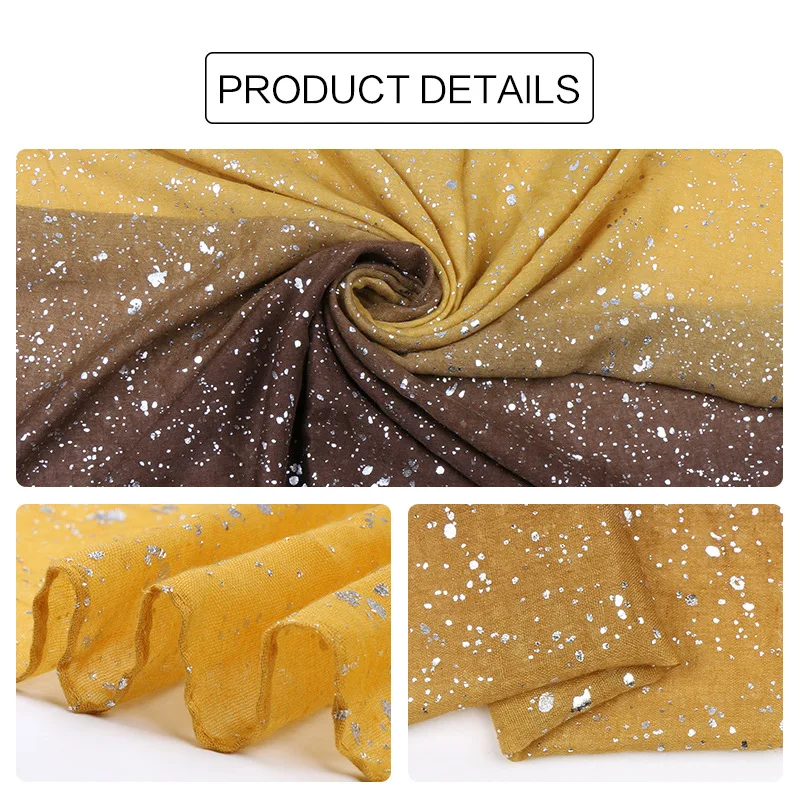 Fashion Ombre Two-tone Glitter Gradient Viscose Shawl Scarf Women Shimmer Bling Wrap Pashmina Stole Bufandas Muslim Hijab Snood