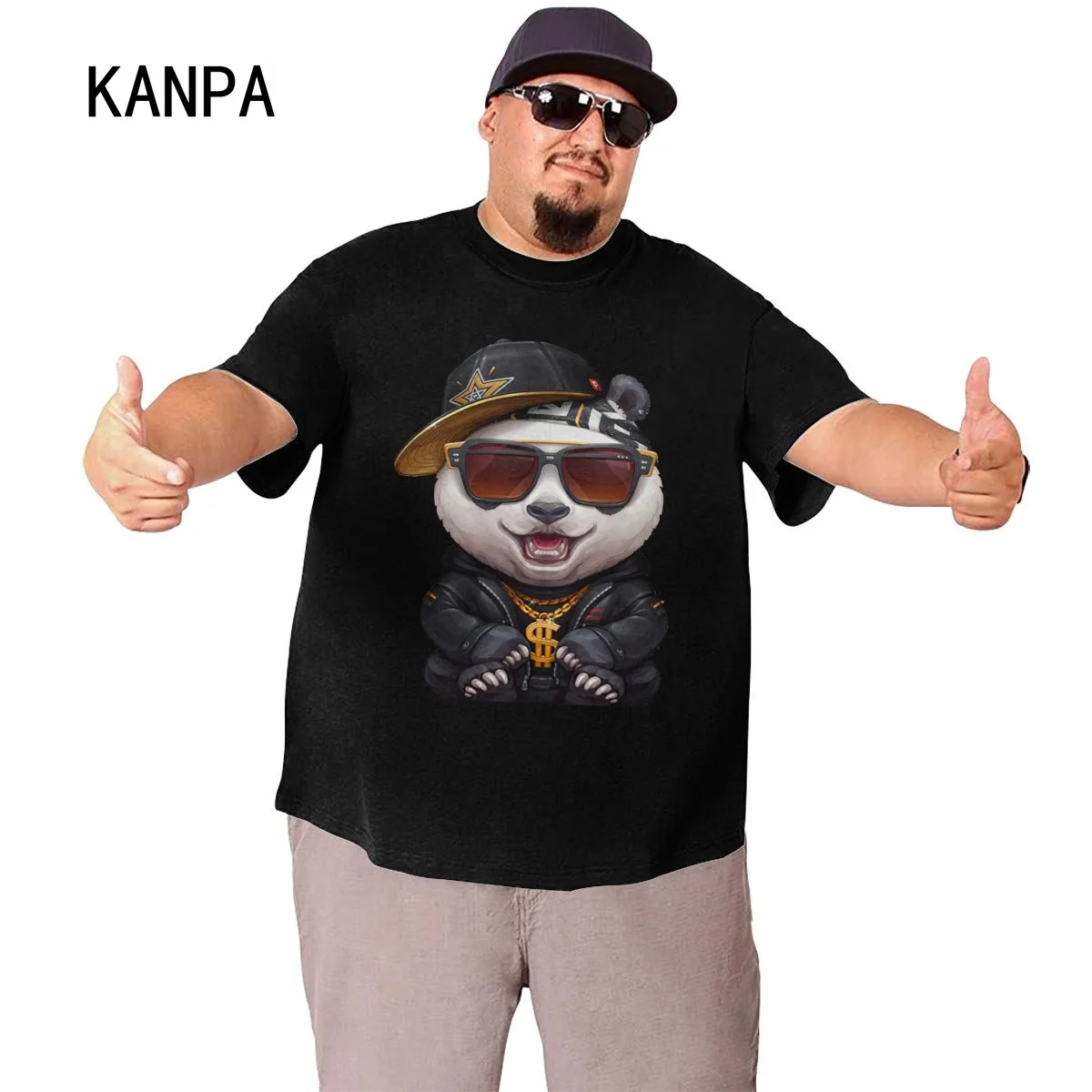 Fashion Men Plus Size T Shirts Printing Panda Men\'s Oversized T-shirt Short Sleeve Breathable Tops Tee Summer Large Loose Tees