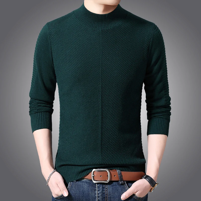 

New Male Wool Sweater Long Sleeve Autumn Winter Mens Sweater Jumper Solid Color Sweater Pullovers