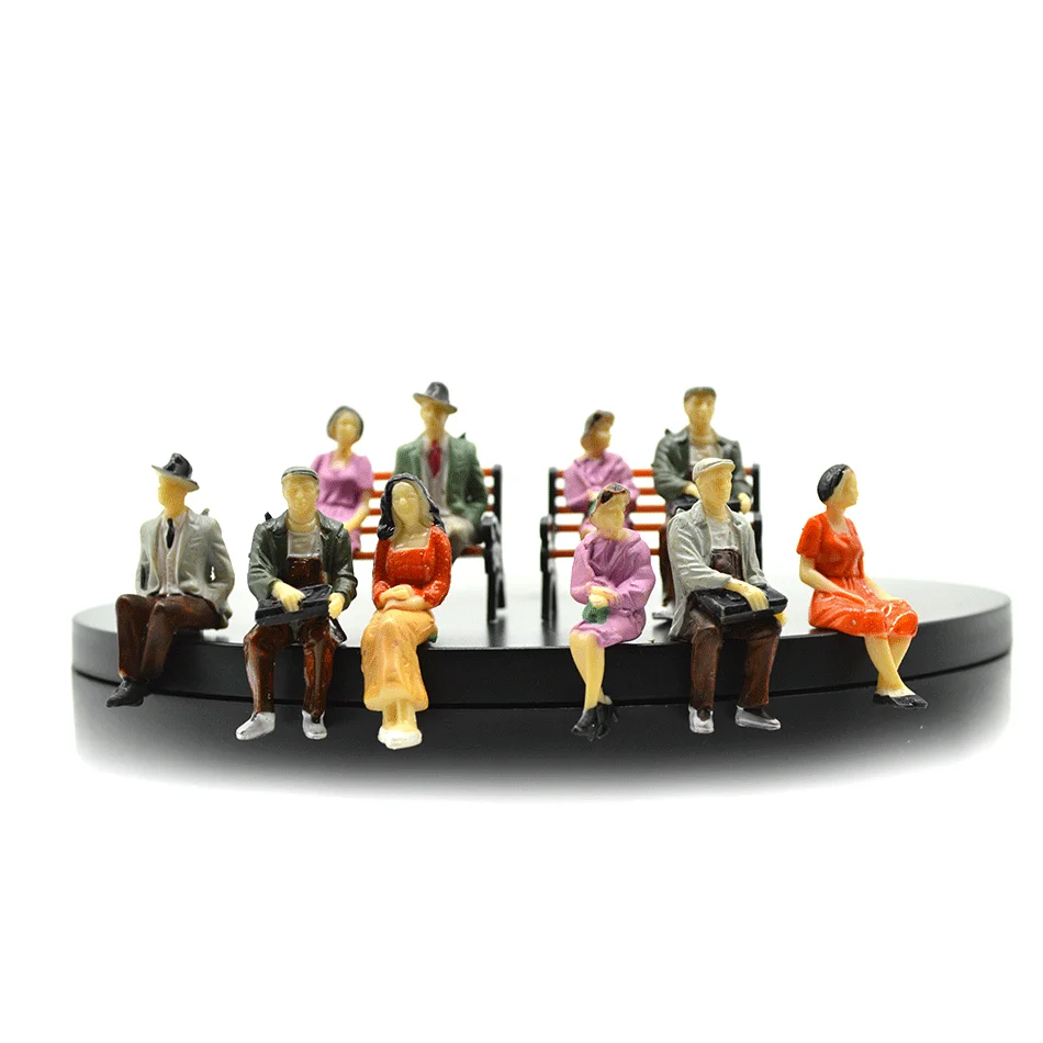 30pcs 1:30 Scale Model Architecture Seated Figure Toys Miniature Construction All Sitting People for Diorama Street Scene Making