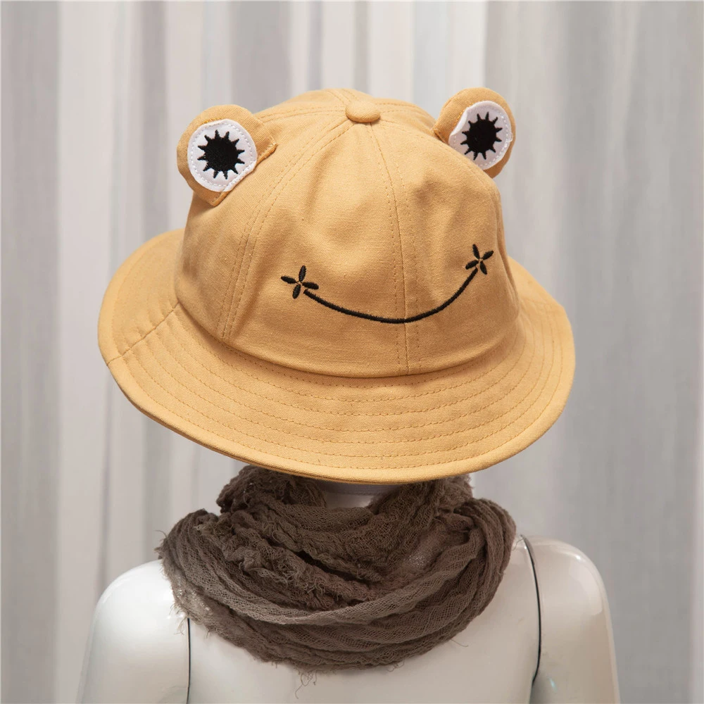 Cute Frog Bucket Hats Women Bucket Hat Women Summer Outdoor Sun Fishing Cap Cotton Wild Panama Hats