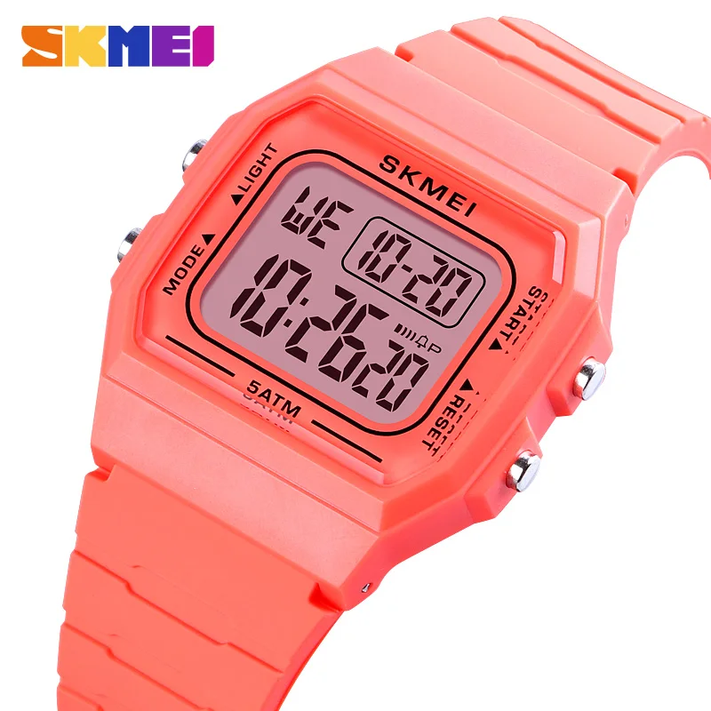 SKMEI LED Girls Watches Men Electroplated Case Transparent Strap Lady Women Digital Wristwatch Shockproof reloj mujer