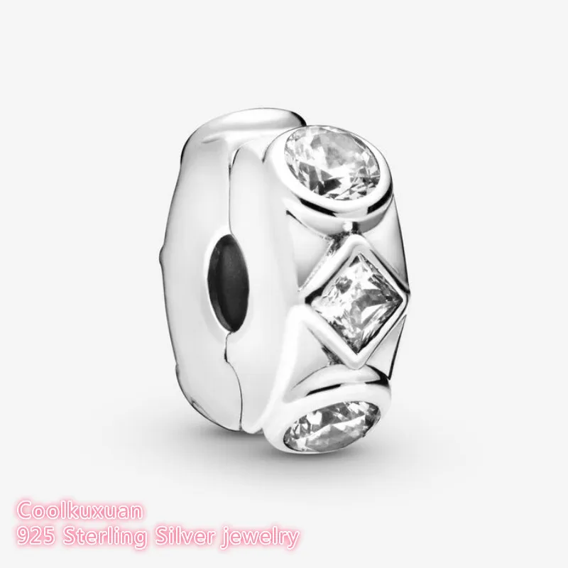 

Winter 100% 925 Sterling Silver Geometric Shapes Clip Charm beads Fits Original Pandora bracelets Jewelry Making