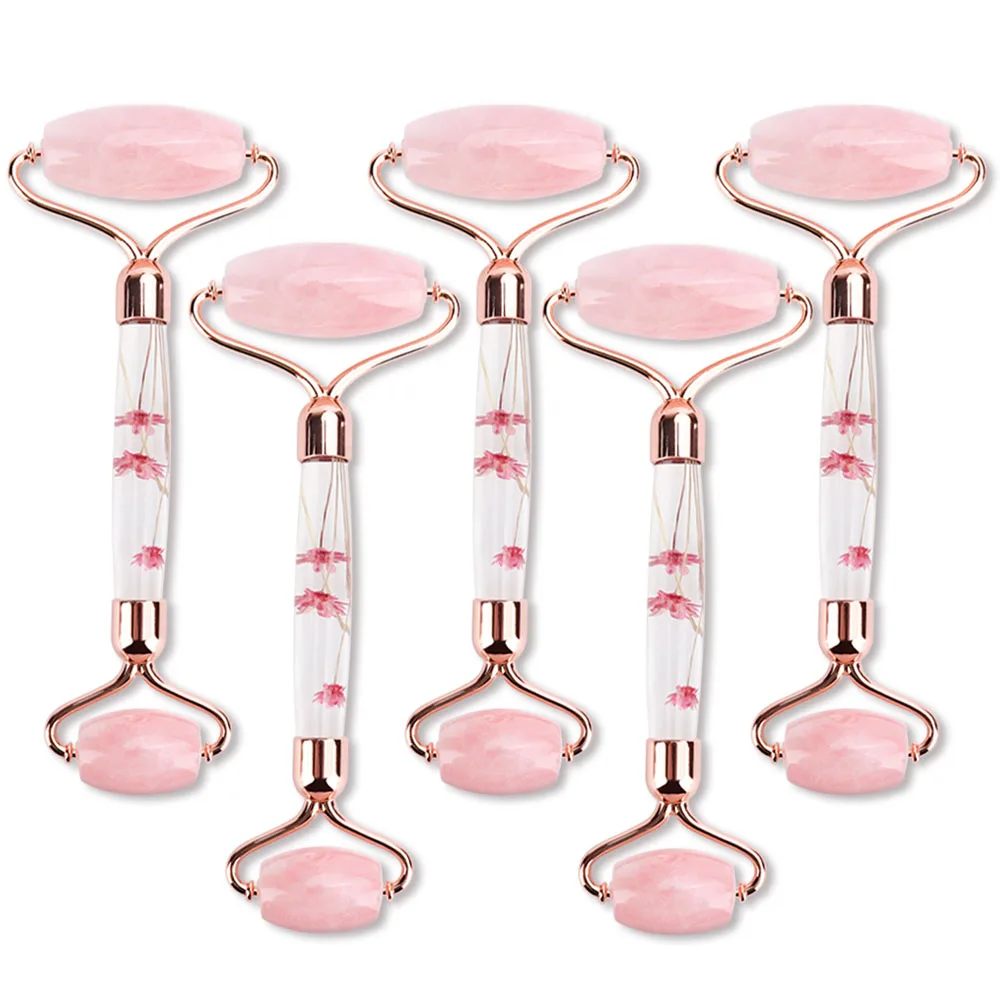 3/5pcs Rose Quartz Petal Roller Slimming Face Massager Lifting Jade Facial Massage Roller Anti-wrinkle Skin Care for Women Gift