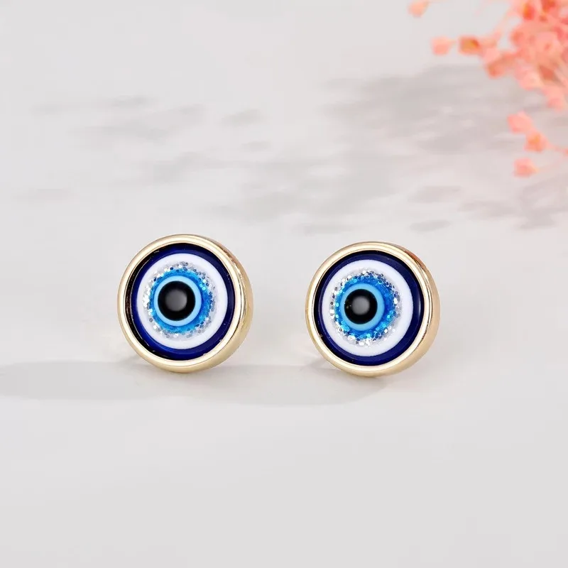 1Pair Heart Evil Eye Hoop Earrings For Women Gift Jewelry Fashion Simple Shiny Turkish Eye Fatima Hand Geometric Circle Earrings