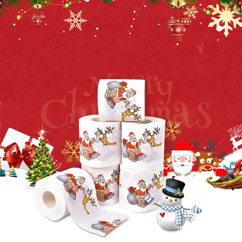 New Year Gifts 22m/Roll Santa Claus Reindeer Christmas Toilet Paper Christmas Decorations for Home Natale Noel Navidad 2023