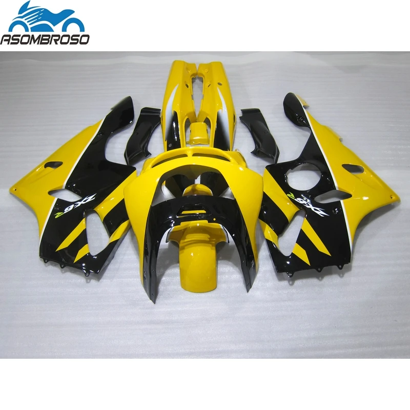 

Top Selling Bodyworks for Kawasaki Ninja ZX6R fairing kit 1994-1997 yellow black plastic fairing set zx6r 94 95 96 97 HJ03