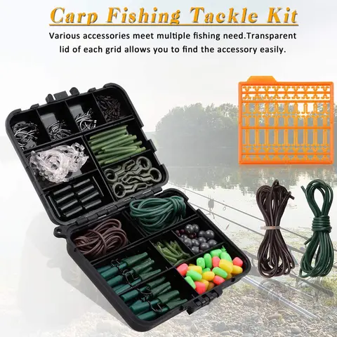 225pcs Carp Fishing hair rigs Making kit Quick Change Swivels Anti-tangle Sleeves Boilies bait stops Carp rigs fishing tackle