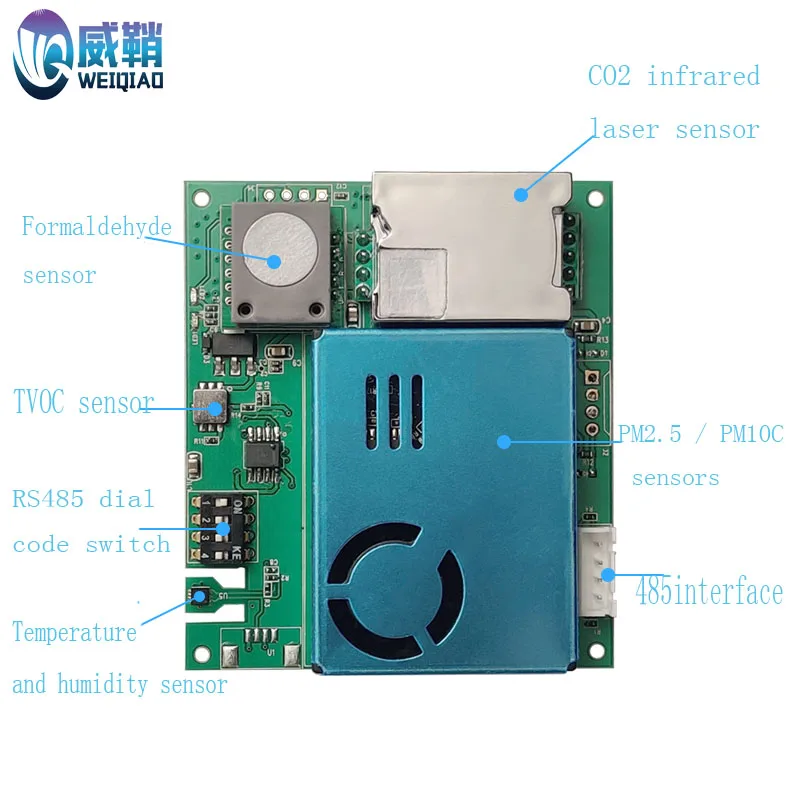 Multi-in-one seven-in-one sensor module formaldehyde infrared CO2 air detector TVOC PM2.5 PM10