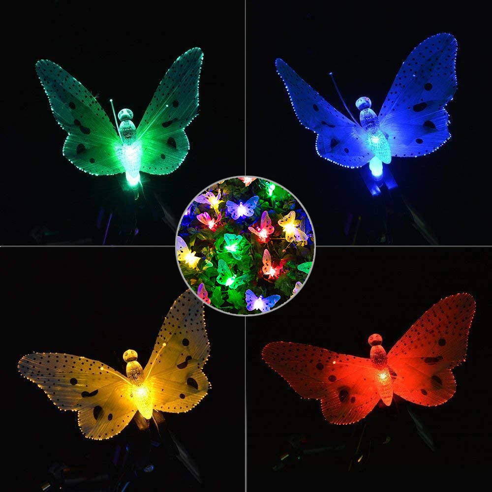 Luce solare a Led a forma di farfalla a forma di stringa di fata in fibra impermeabile luce da giardino per esterni luce per la decorazione della festa nuziale di natale
