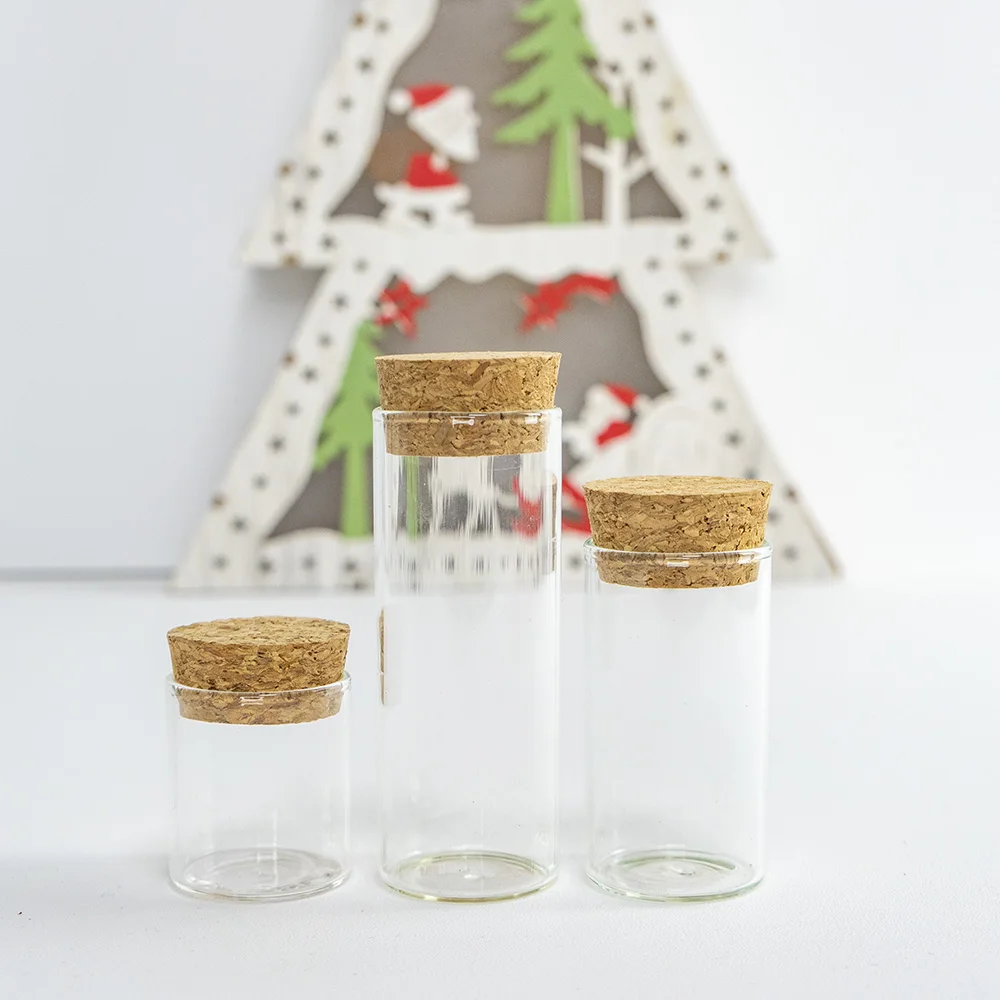 Bouteilles en verre avec bouchon en liège, bocaux vides, conteneurs pour la décoration, 10ml, 15ml, 25ml, 12 pièces