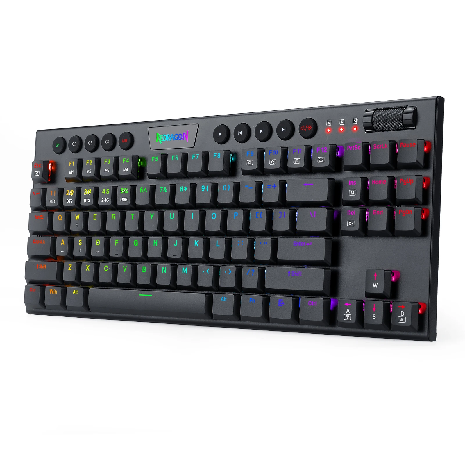 Redragon New Bluetooth / 2.4G Wireless / USB Mechanical Gaming Keyboard : Red Switch RGB Led Backlit Full Key Anti-Ghosting