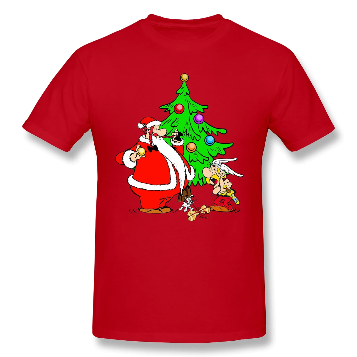 High Quality O-Neck 100 Cotton Aster And Obeli At Christmas T-shirt Asterix and Obelix All at Sea sleeve short