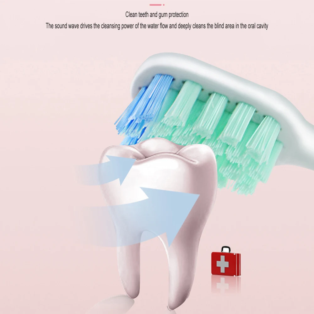 Electric Sikat Gigi Dewasa Timer Sikat USB Rechargeable Ultrasonic Electric Sikat Gigi Kepala IPX7 Tahan Air Baterai Tahan Lama